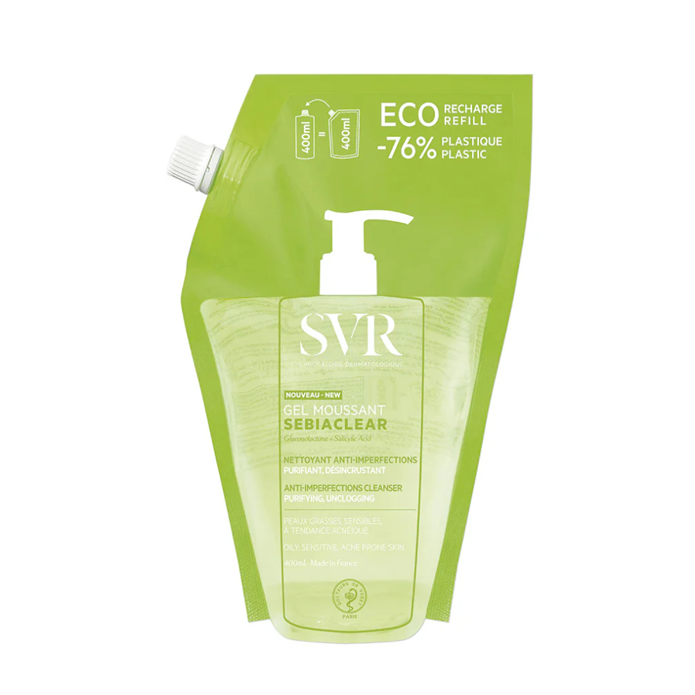 svr sebiaclear gel moussant eco recarga